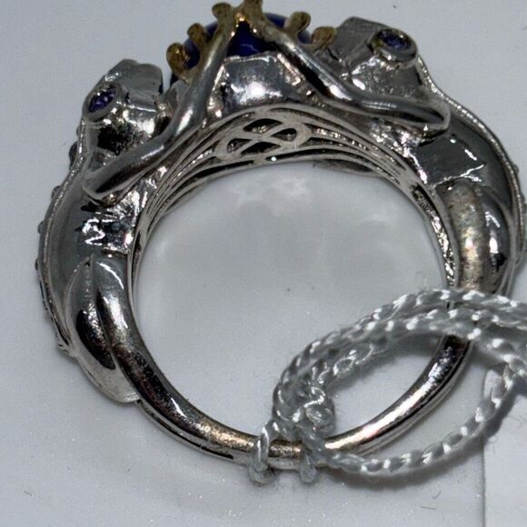 New Swarovski Lapis Lazuli ring Sz 9 Karis platinum bond silver crystals - Picture 6 of 13